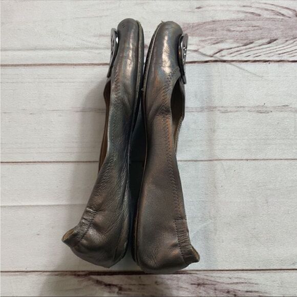 Tory Burch Minnie Travel Ballet Flats In Gunmetal - Picture 13 of 14